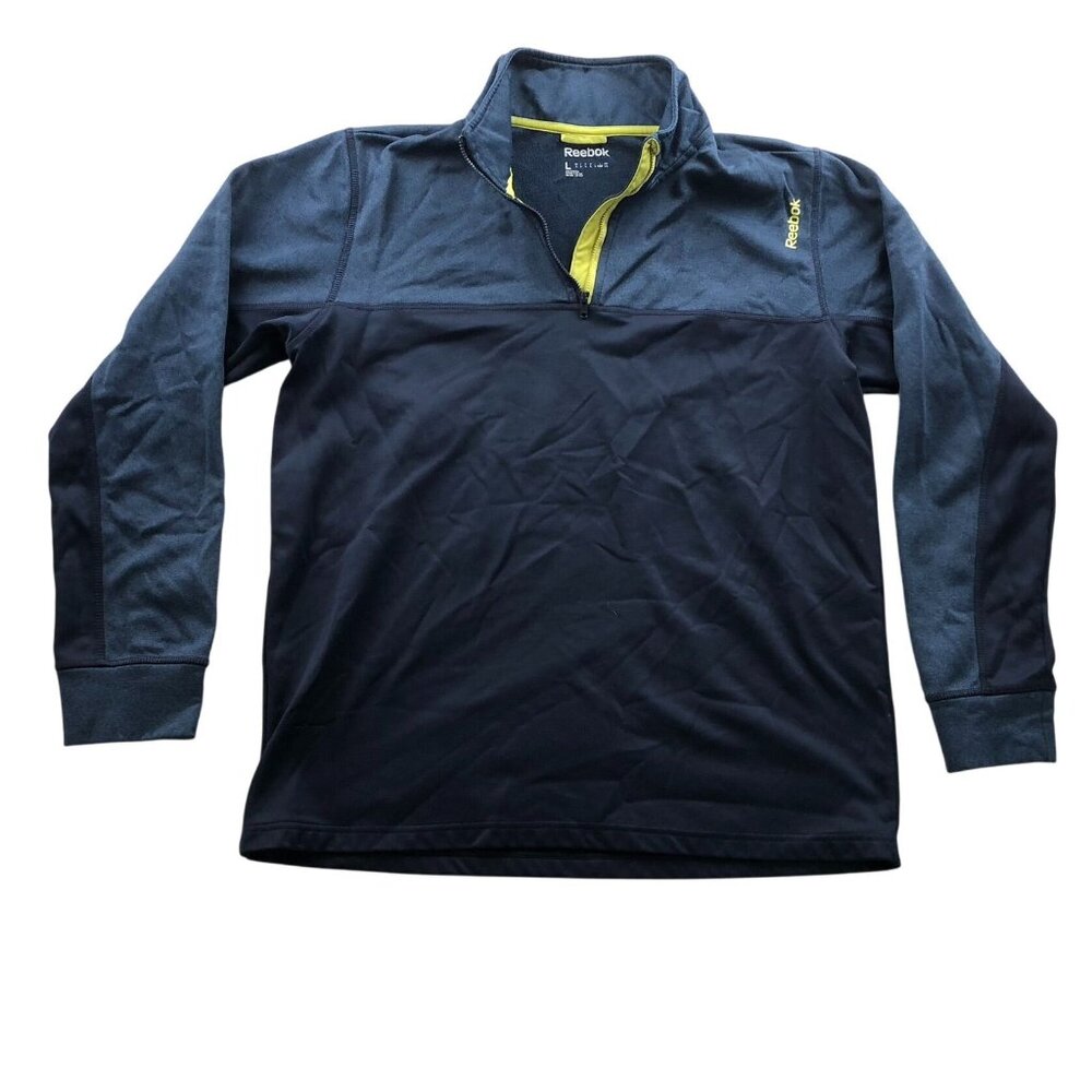 Reebok Mens Jackets Large 1/4 Zip Pullover Fleece Athleisure Activewear Navy